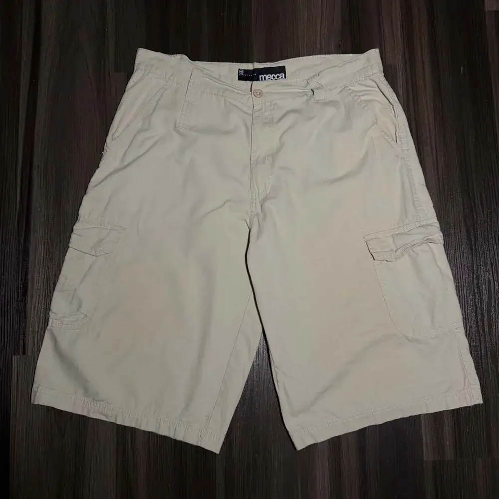 Mecca USA Vintage 100% Cotton Khaki Cargo Shorts Size 38